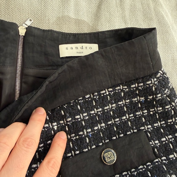 Black Knit Cardigan with White Trim by Sandro - Picture 4 of 5